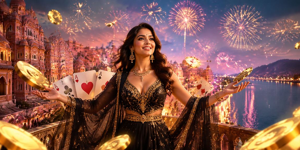 Jaipur colorful scene with Teen Patti game concept